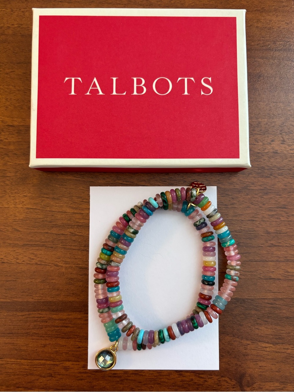 Talbot’s Stretch Closure Multi-Color Beads w Gold Charms Stackable Bracelet Set